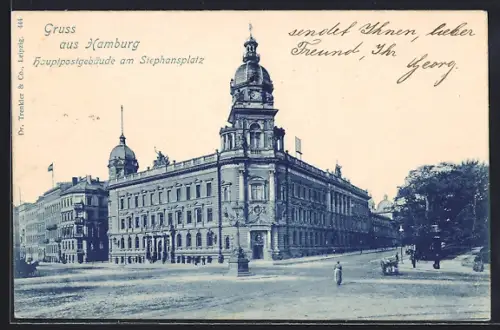 AK Hamburg-Neustadt, Hauptpostgebäude am Stephansplatz