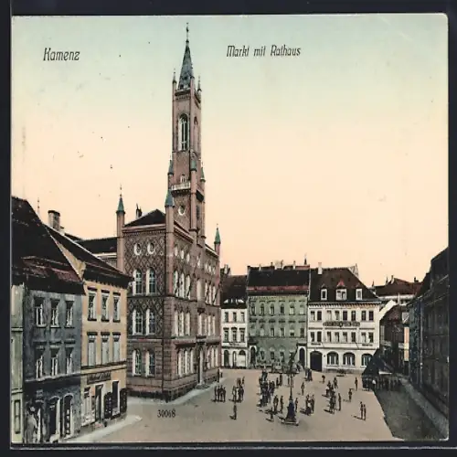 AK Kamenz, Markt mit Rathaus