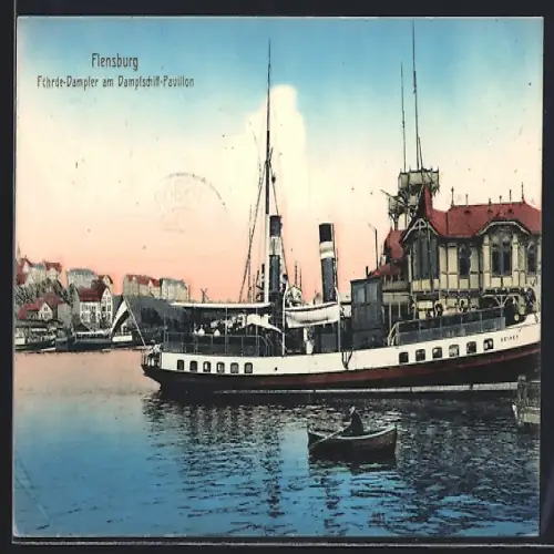AK Flensburg, Föhrde-Dampfer Reiher am Dampfschiff-Pavillon