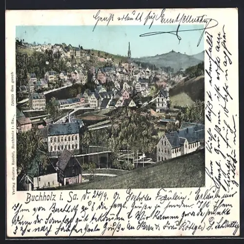 AK Buchholz i. Sa., Gesamtansicht mit Kirche