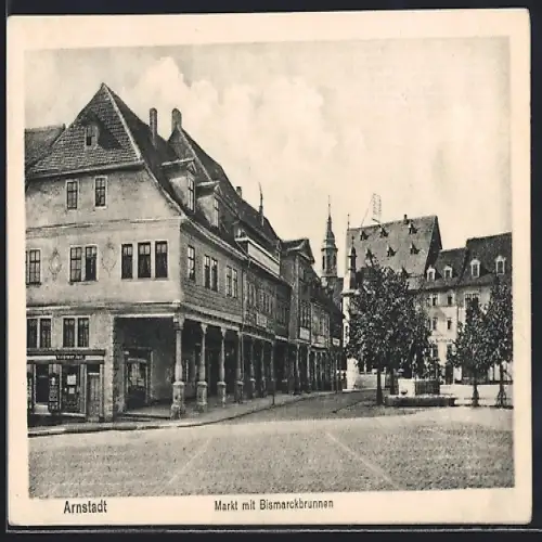 AK Arnstadt, Markt mit Bismarckbrunnen