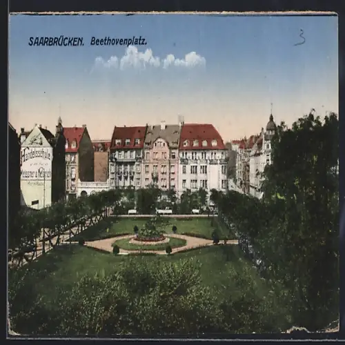 AK Saarbrücken, Beethovenplatz, Handelsschule