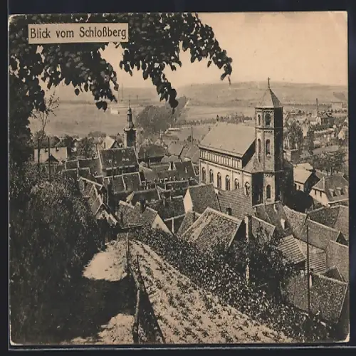AK Homburg /Saar, Blick vom Schlossberg, Stadtpanorama, Kirche