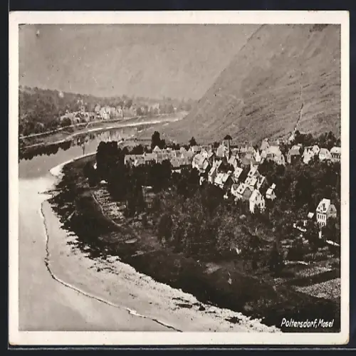 AK Poltersdorf /Mosel, Ortsansicht mit Flusspartie