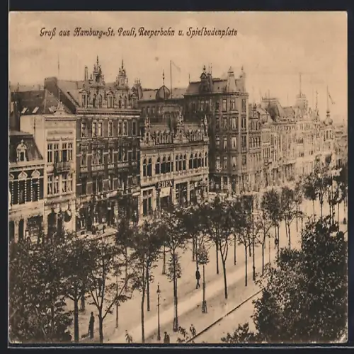 AK Hamburg-St. Pauli, Reeperbahn, Spielbudenplatz