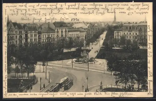 AK Berlin-Tiergarten, Lützowplatz, Herkulesbrunnen, Strassenbahn
