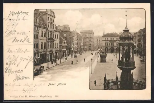 AK Magdeburg, Alter Markt mit Geschäften