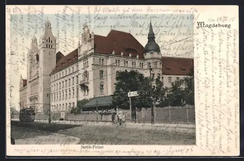AK Magdeburg, Justiz-Palast, Strassenbahn