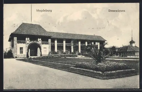 AK Magdeburg, Rennwiesen mit Gartenanlagen