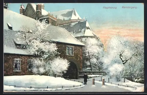 AK Magdeburg, Remtergang, Winteransicht