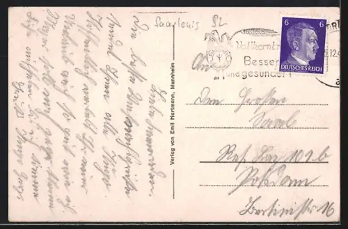 AK Saarlouis,  Platz, Kirche, Strassenbahn