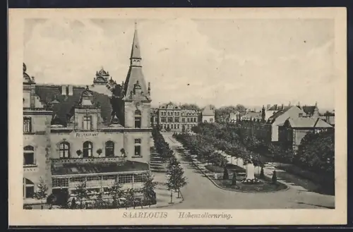 AK Saarlouis, Hohenzollernring mit Restaurant