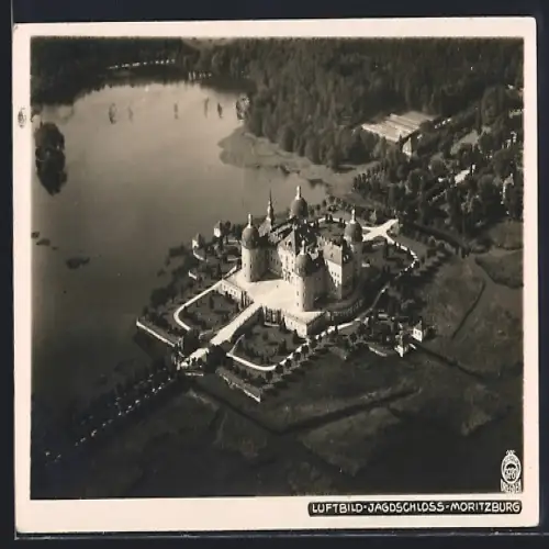 Foto-AK Walter Hahn, Dresden, Nr. 3781: Moritzburg / Jagdschloss, Luftbild, Jagdschloss