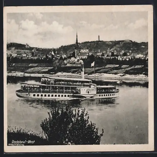 AK Radebeul, Dampfschiff MS Dresden auf der Elbe