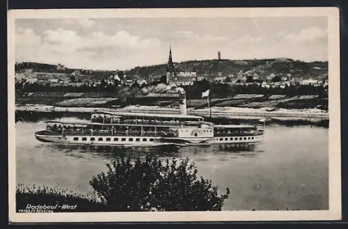 AK Radebeul, Dampfschiff MS Dresden auf der Elbe