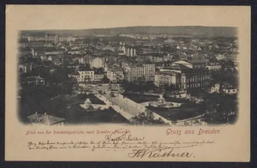AK Dresden, Blick von der Dreikönigskirche nach Dresden-Neustadt