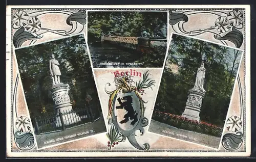 AK Berlin, Löwenbrücke im Tiergarten, Denkmal Königin Luise, Denkmal König Friedrich Wilhelm III