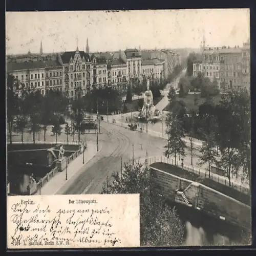 AK Berlin-Tiergarten, Lützowplatz, Platzansicht mit Denkmal und Strassenbahn