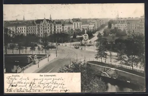 AK Berlin-Tiergarten, Lützowplatz, Platzansicht mit Denkmal und Strassenbahn