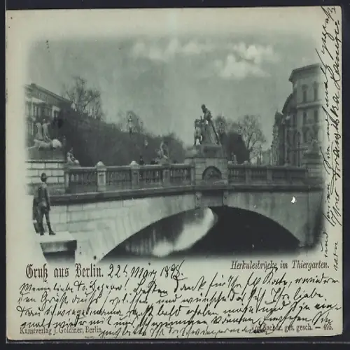 Mondschein-AK Berlin, Herkulesbrücke im Tiergarten