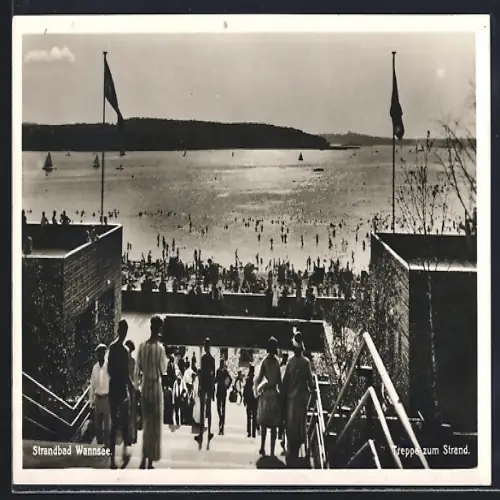 AK Berlin-Strandbad Wannsee, Treppe zum Strand