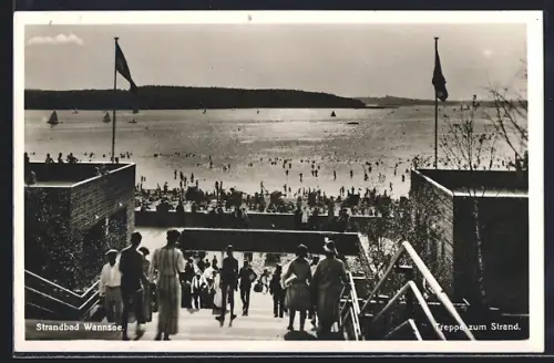 AK Berlin-Strandbad Wannsee, Treppe zum Strand