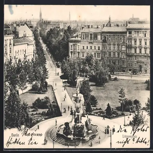 AK Berlin-Tiergarten, Lützowplatz, Brunnen, Parkanlagen