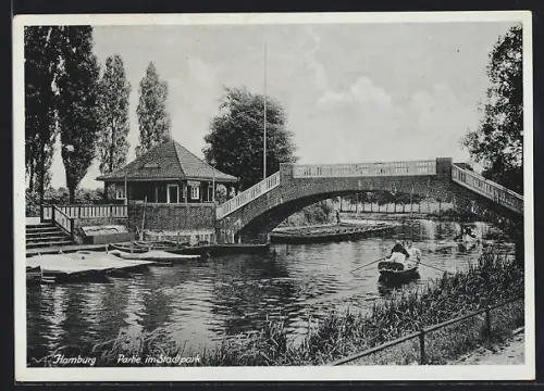 AK Hamburg-Winterhude, Partie im Stadtpark
