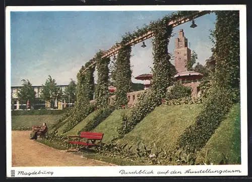 AK Magdeburg, Durchblick auf den Ausstellungsturm