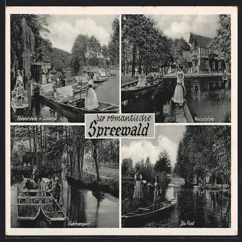 AK Lübbenau /Spreewald, Abfahrtsstelle, Viehtransport, Post, Wotschofska