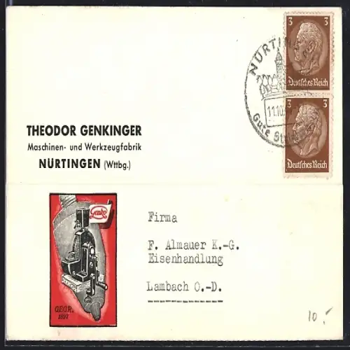 AK Nürtingen /Wttbg., Maschinen- und Werkzeugfabrik Theodor Genkinger