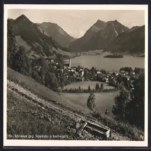 AK Schliersee, Ortsansicht gegen Jägerkamp u. Brecherspitz