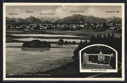 AK Iffeldorf, Osterseen und Marien-Insel, Krieger Denkmal