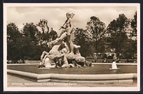 AK München, Neptunbrunnen im Alten Botanischen Garten
