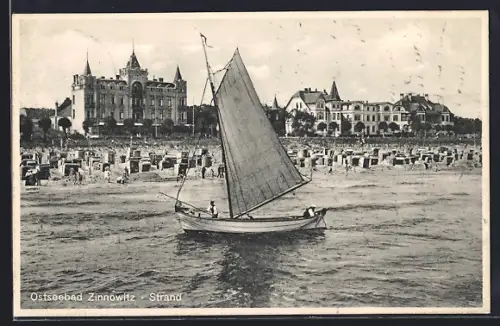 AK Zinnowitz, Strand vom Wasser aus gesehen