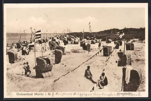 AK Müritz i. M., Strandleben mit Blick aufs Meer