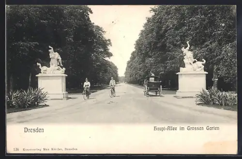 AK Dresden, Haupt-Allee im Grossen Garten