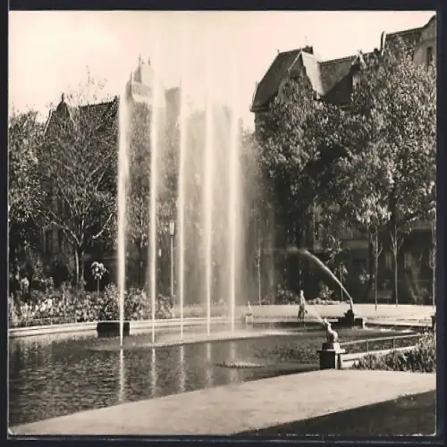 AK Cottbus, Schillerplatz mit Brunnenanlage