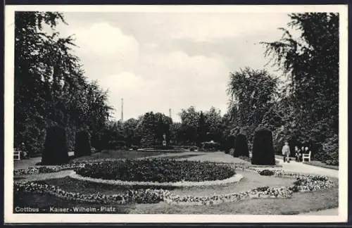 AK Cottbus, Kaiser-Wilhelm-Platz, Parkanlage