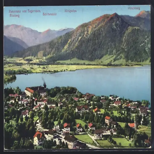 AK Tegernsee, Panorama mit Blauberg, Hirschberg, Königsalpe