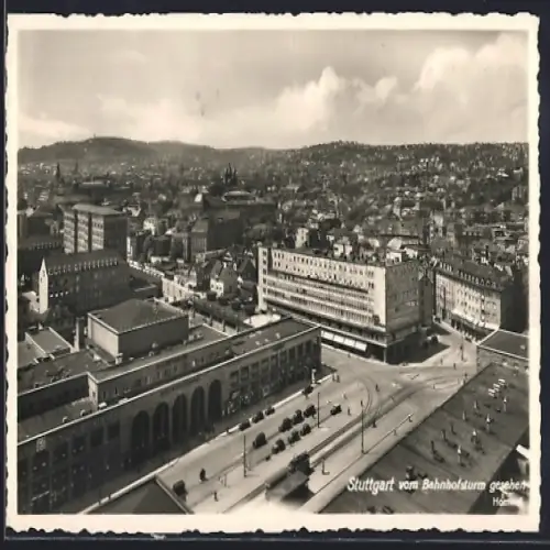 AK Stuttgart, Stadtansicht vom Bahnhofsturm