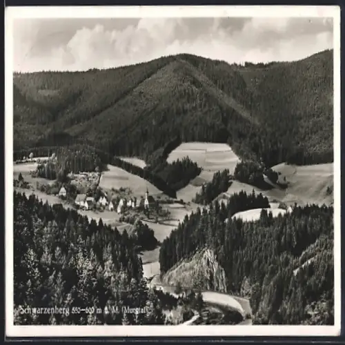 AK Schwarzenberg /Murgtal, Panorama mit Berg und Wald