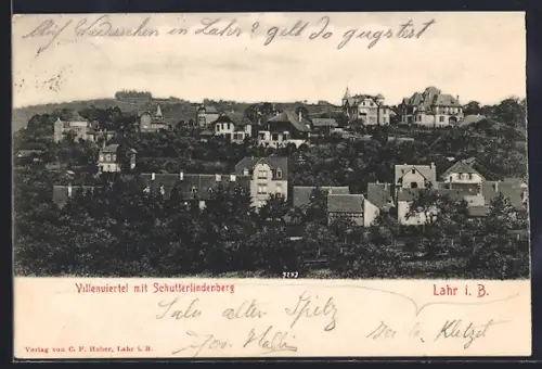 AK Lahr i. B., Villenviertel mit Schutterlindenberg
