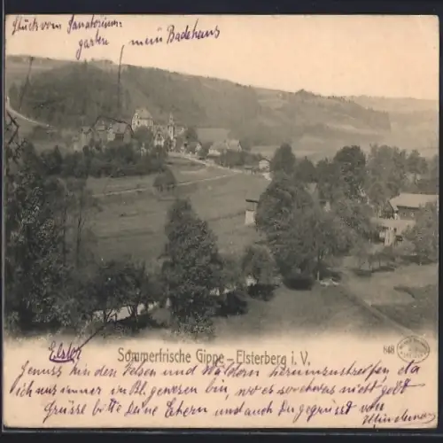 AK Elsterberg i. V., Ortsansicht aus der Vogelschau