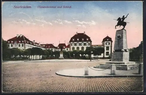 AK Saarbrücken, Ulanendenkmal und Schloss