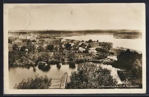 AK Lychen /U.M., Teilansicht des Ortes