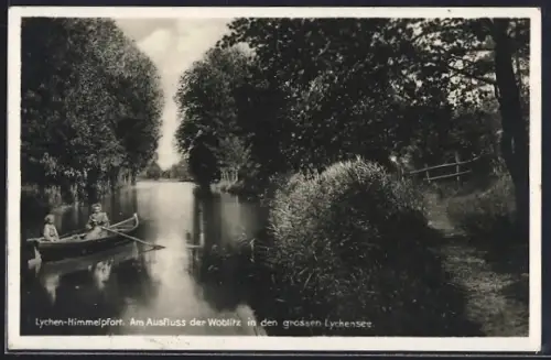 AK Lychen-Himmelpfort, Ausfluss der Woblitz in den grossen Lychensee