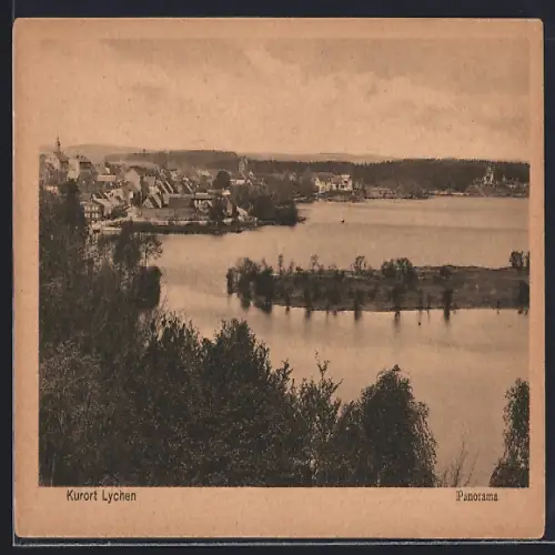 AK Lychen, Ortspanorama mit See