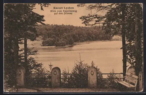 AK Lychen, Blick vom Kapellenweg auf den Zenssee