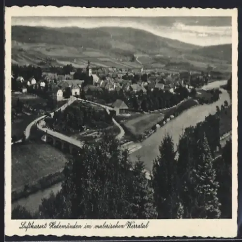AK Hedemünden /Werratal, Ortsansicht mit Fluss